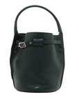 Pre-Loved Big Bag Bucket Bucket Bag Leather Nano with Silver Hardware, Dark Green