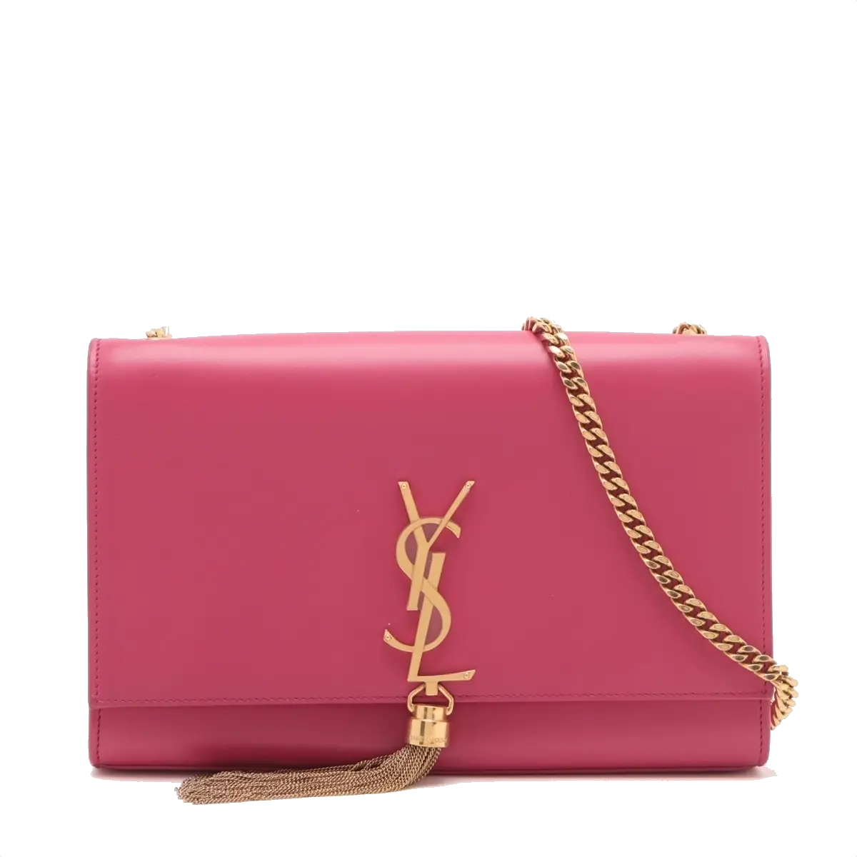 Pre-Loved Kate Tassel Shoulder Bag Leather Medium with Gold Hardware, Pink