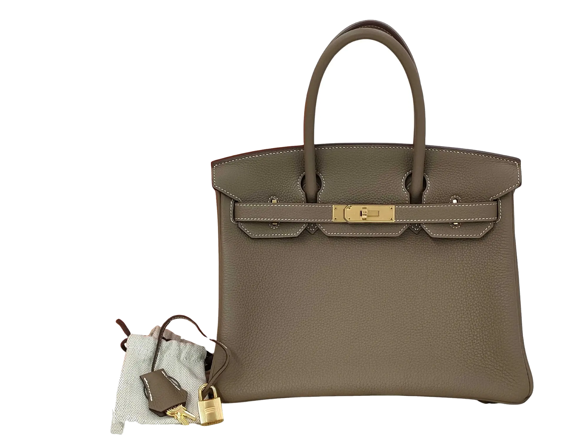 Pre-Loved Birkin Handbag Leather 30 with Gold Hardware, Etoupe