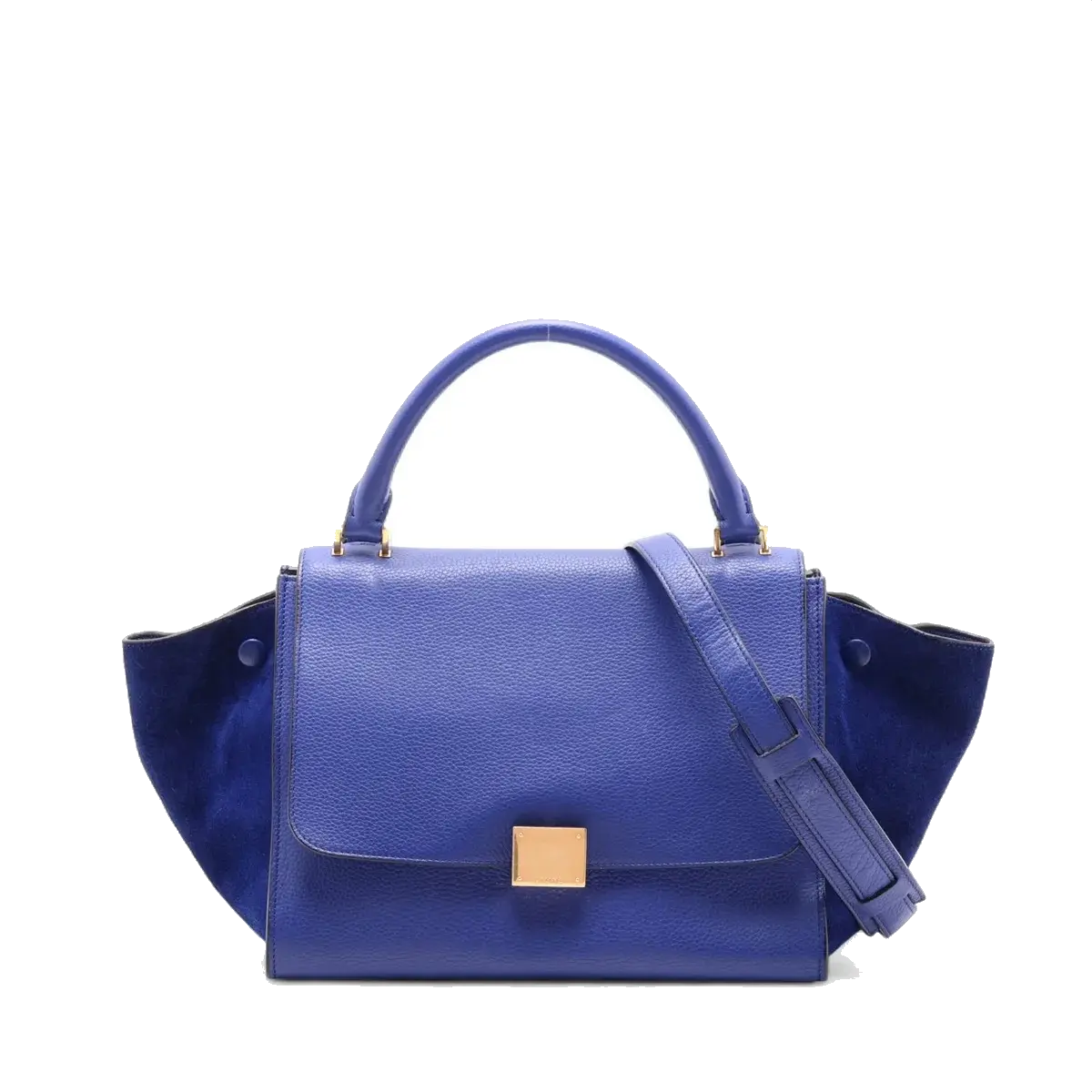 Pre-Loved Trapeze Handbag Leather Medium with Gold Hardware, Blue