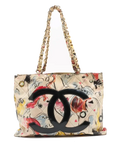 Pre-Loved Graffiti CC Tote Tote Quilted Coated Canvas with Gold Hardware, Multicolor