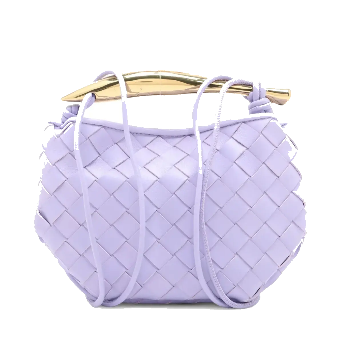 Pre-Loved Sardine Crossbody Bag Intrecciato Leather Mini with Gold Hardware, Lilac