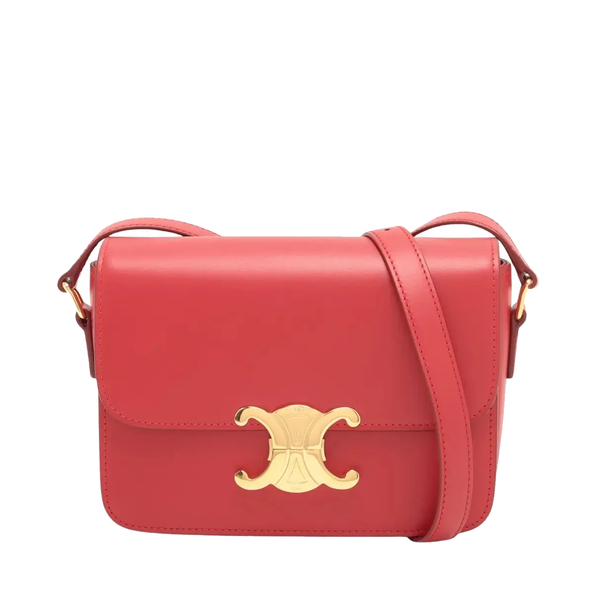 Pre-Loved Triomphe Shoulder Bag Leather Teen with Gold Hardware, Red