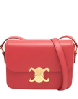 Pre-Loved Triomphe Shoulder Bag Leather Teen with Gold Hardware, Red