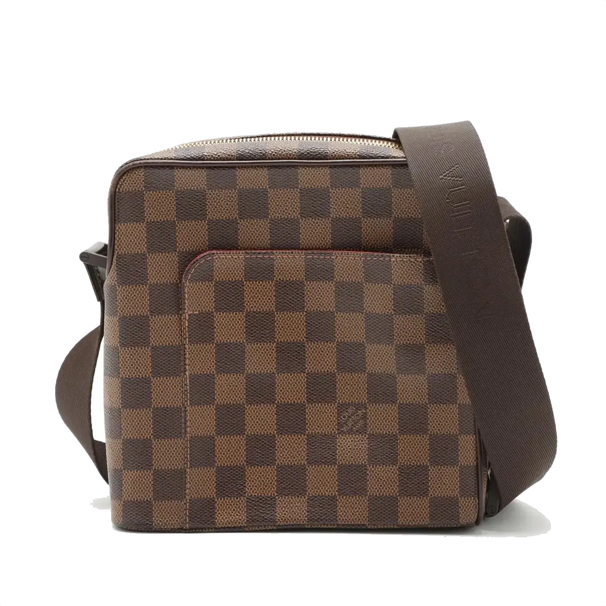 Pre-Loved Olav PM Crossbody Bag Damier Canvas Coated with Gold Hardware PM, Brown