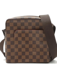 Pre-Loved Olav PM Crossbody Bag Damier Canvas Coated with Gold Hardware PM, Brown