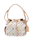 Pre-Loved Petit Noé Shoulder Bag Monogram Multicolore Coated Canvas Petit with Gold Hardware, White Multicolor