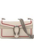 Pre-Loved Dionysus Shoulder Bag Dragon Print Leather Small with Aged Silver Hardware, Ivory