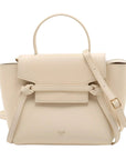 Pre-Loved Belt Bag Handbag Leather Micro with Gold Hardware, Cream