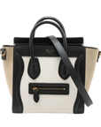 Pre-Loved Luggage Tote Leather Nano with Gold Hardware, White, Black & Beige