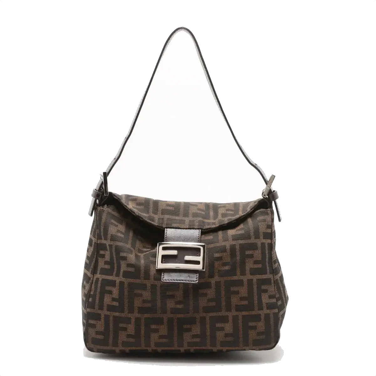 Pre-Loved Mamma Baguette Shoulder Bag Zucca Coated Canvas with Silver Hardware, Brown