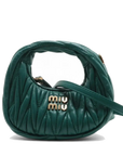 Pre-Loved Wander Matelassé Hobo Handbag Quilted Leather Micro with Gold Hardware, Green