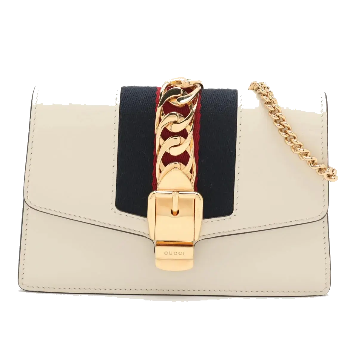 Pre-Loved Sylvie Crossbody Bag Leather Mini with Gold Hardware, White