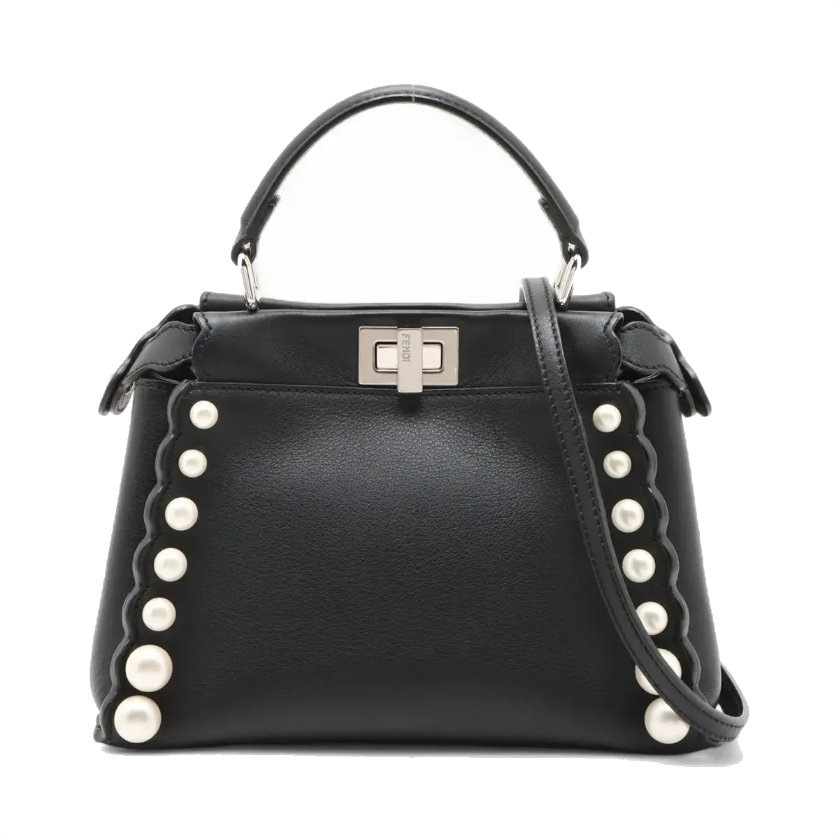 Pre-Loved Peekaboo Handbag Leather Mini with Silver Hardware, Black