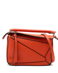 Pre-Loved Puzzle Handbag Leather Mini with Gold Hardware, Orange
