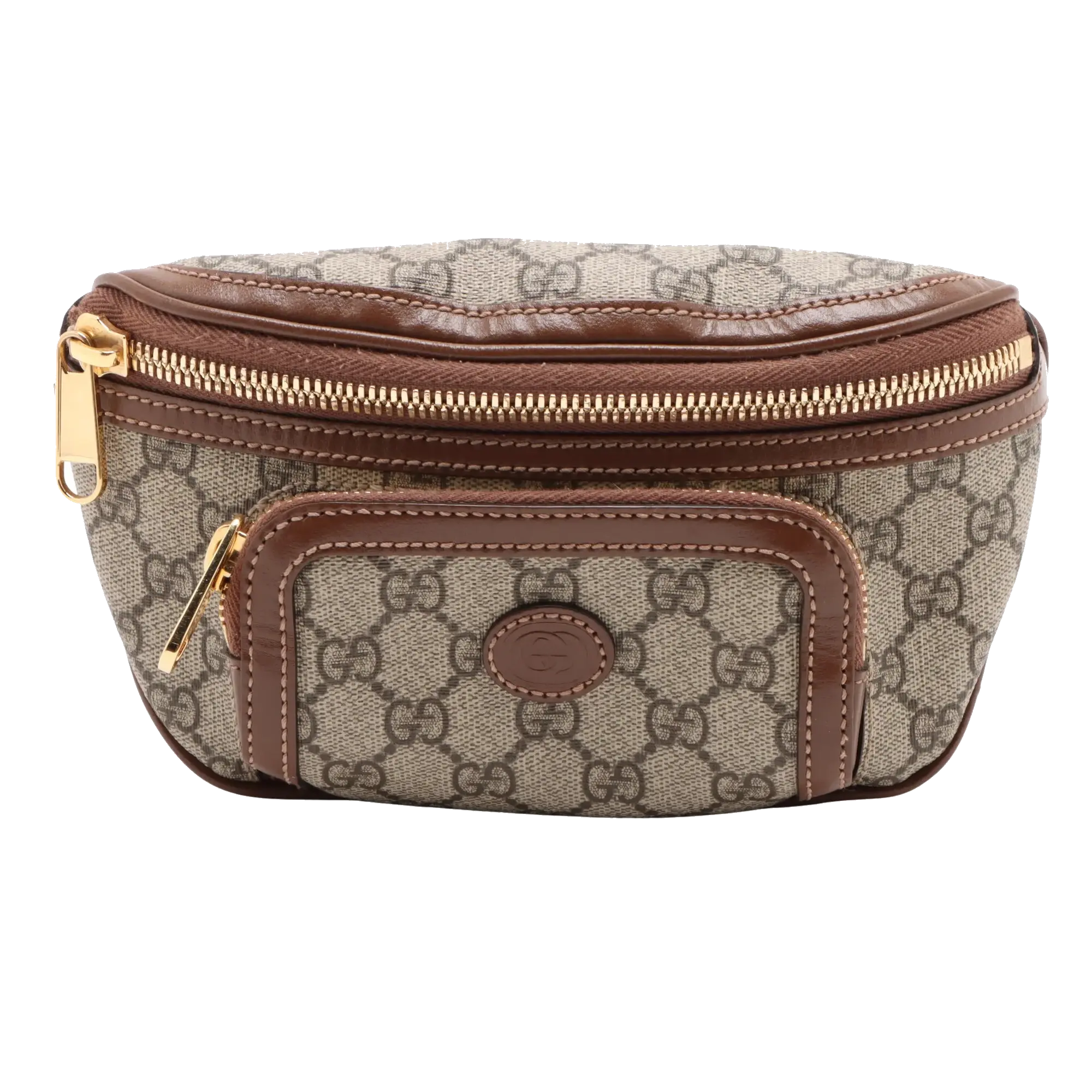 Pre-Loved GG Supreme Belt Bag Monogram Coated Canvas with Gold Hardware, Beige and Ebony