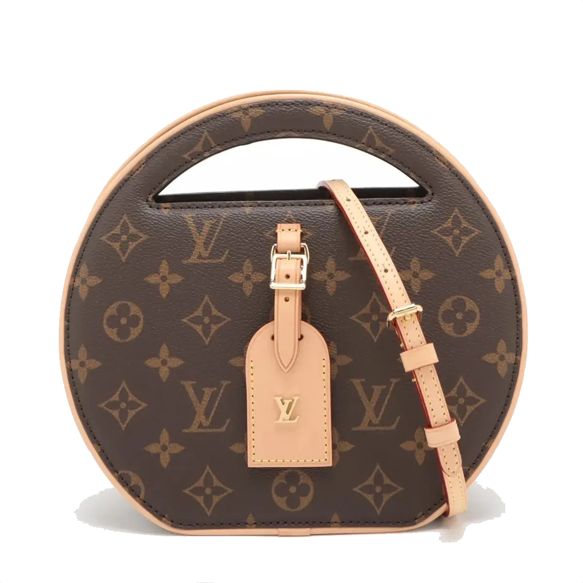 Pre-Loved Petite Boite Chapeau Handbag Monogram Coated Canvas PM with Gold Hardware, Brown