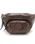 Pre-Loved FF Logo Belt Bag Belt Bag Coated Canvas with Silver Hardware, Brown