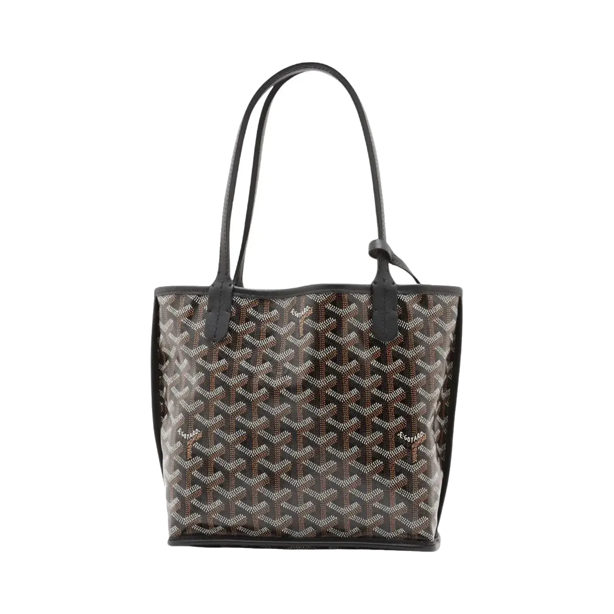 Pre-Loved Anjou Mini Tote Goyardine Chevron Coated Canvas Mini, Black/Tan
