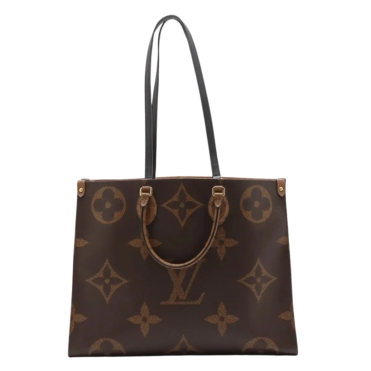 Pre-Loved OnTheGo Tote Monogram Coated Canvas MM with Gold Hardware, Brown