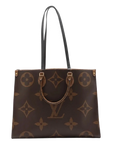 Pre-Loved OnTheGo Tote Monogram Coated Canvas MM with Gold Hardware, Brown