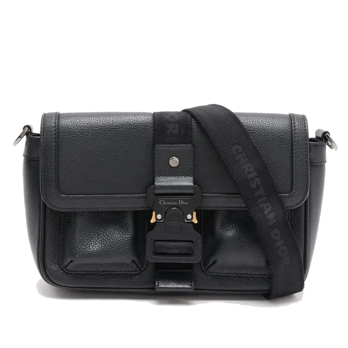 Pre-Loved Hit the Road Crossbody Bag Leather with Silver Hardware, Black