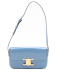 Pre-Loved Triomphe Shoulder Bag Leather Small with Gold Hardware, Light Blue