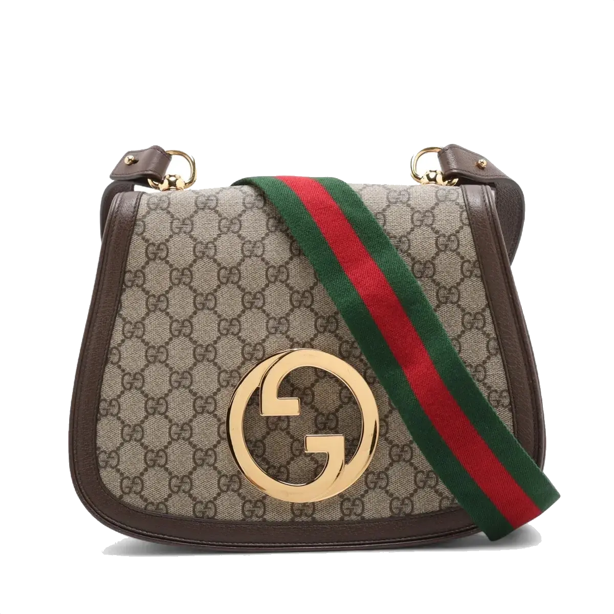 Pre-Loved Blondie Shoulder Bag GG Supreme Coated Canvas with Gold Hardware, Beige/Ebony