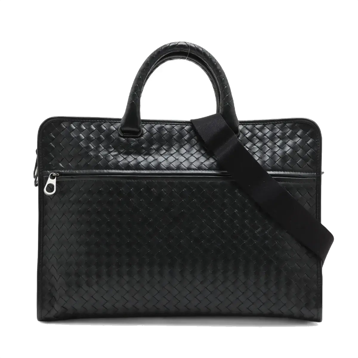 Pre-Loved Intrecciato Business Bag Briefcase Intrecciato Leather with Gunmetal Hardware, Black