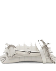 Pre-Loved Horsebit Chain Shoulder Bag Quilted Leather Small with Silver Hardware, White