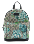 Pre-Loved GG Supreme Blooms Backpack Monogram Coated Canvas Small with Silver Hardware, Beige Blue Floral