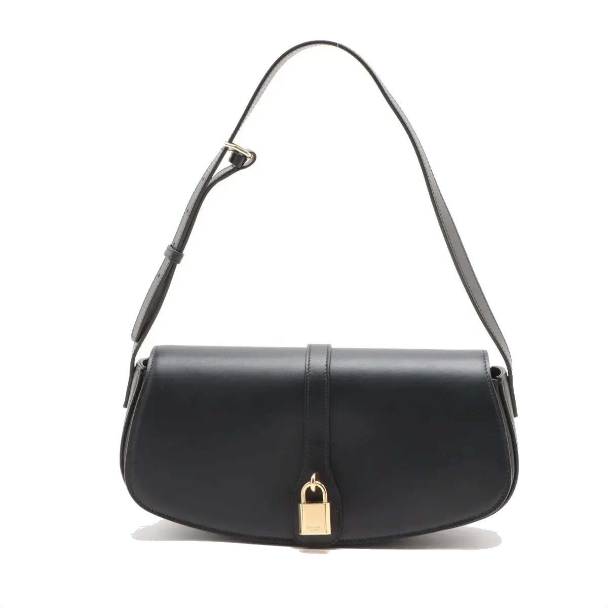 Pre-Loved Tabou Clutch on Strap Shoulder Bag Leather with Gold Hardware, Black