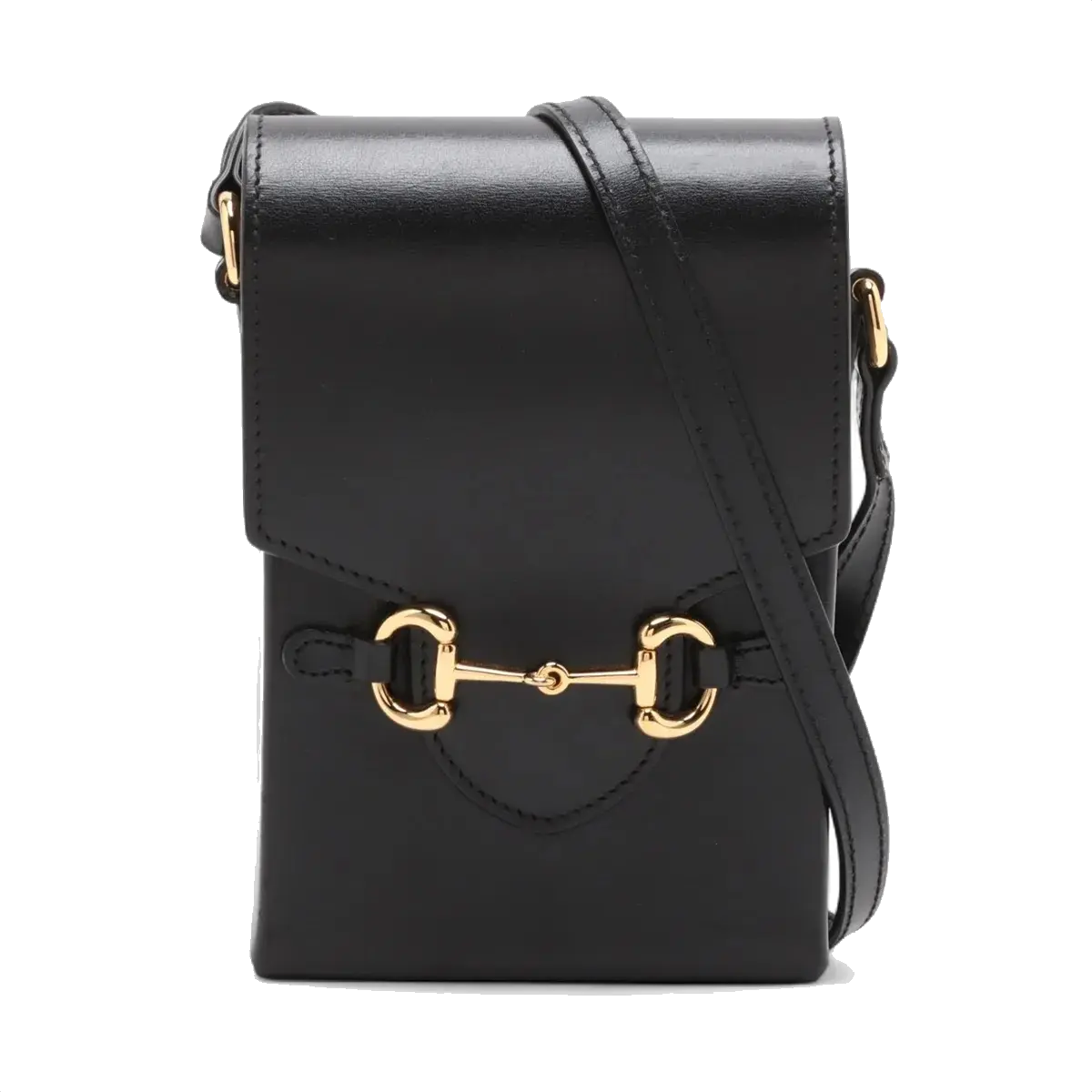 Pre-Loved 1955 Horsebit Crossbody Bag Leather Mini with Gold Hardware, Black