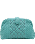 Pre-Loved The Lauren 1980 Clutch Intrecciato Leather with Silver Hardware, Turquoise