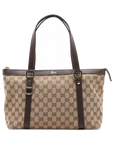 Pre-Loved Abbey Tote Monogram Coated Canvas Medium with Gold Hardware, Beige/Brown