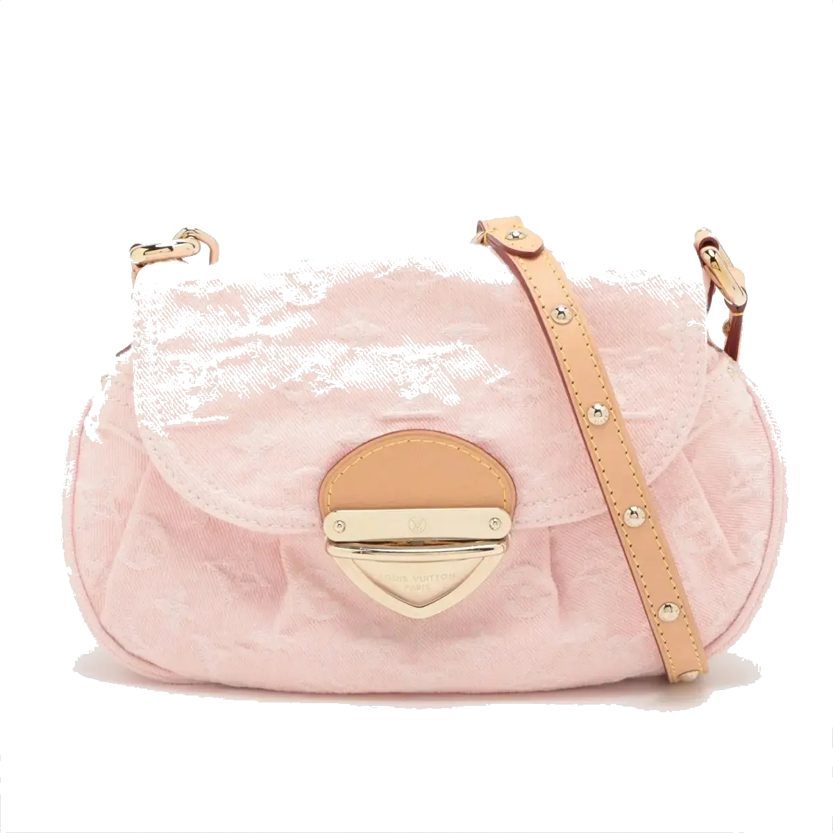 Pre-Loved Sunshine Crossbody Bag Monogram Denim Mini with Gold Hardware, Pink