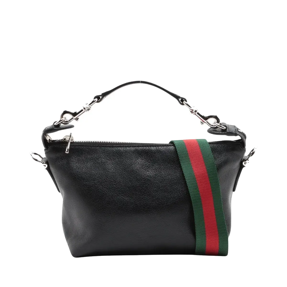 Pre-Loved Shoulder Bag Black Leather with Silver Hardware, Black