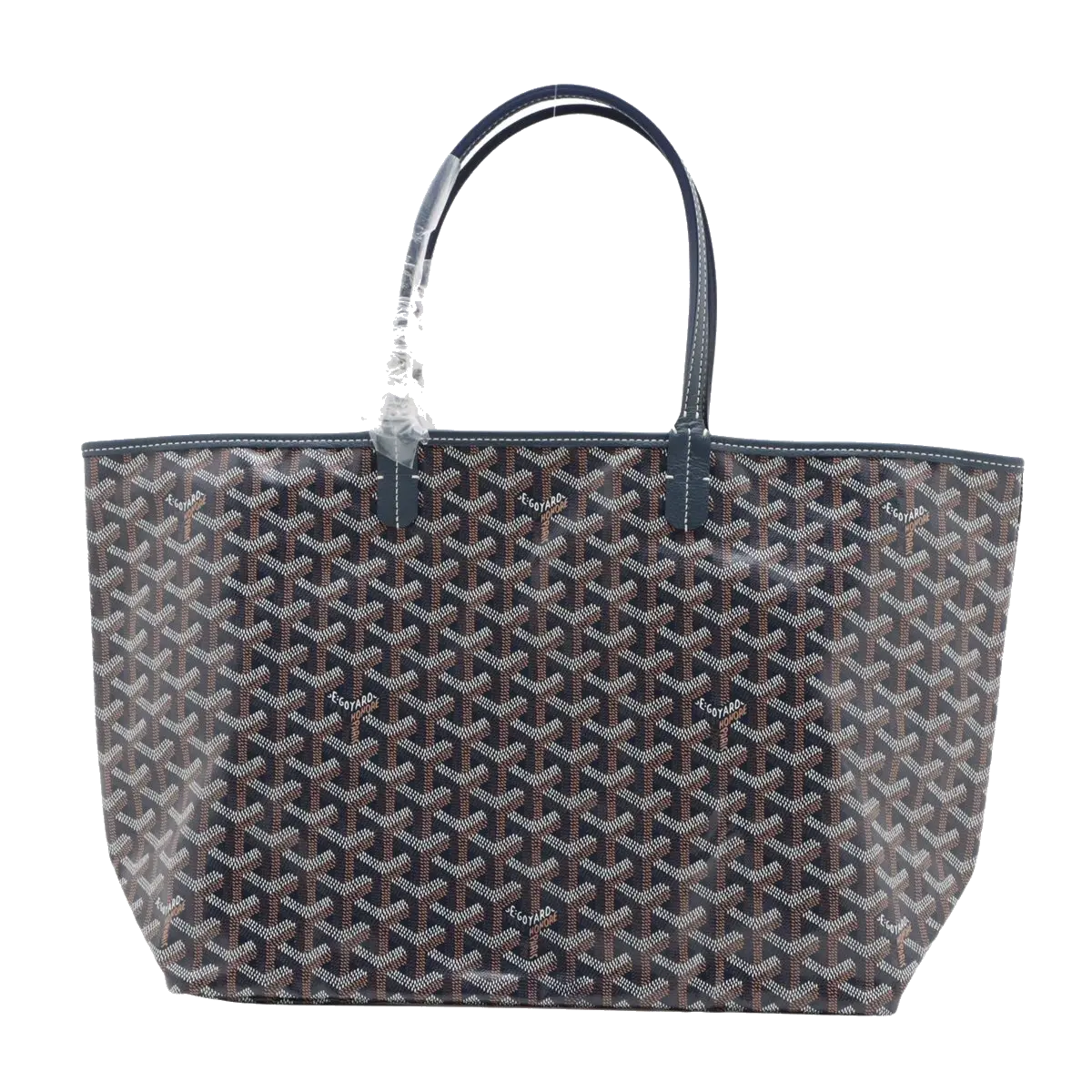 Pre-Loved Saint Louis Tote Goyardine Coated Canvas PM with Silver Hardware, Navy Blue