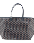 Pre-Loved Saint Louis Tote Goyardine Coated Canvas PM with Silver Hardware, Navy Blue