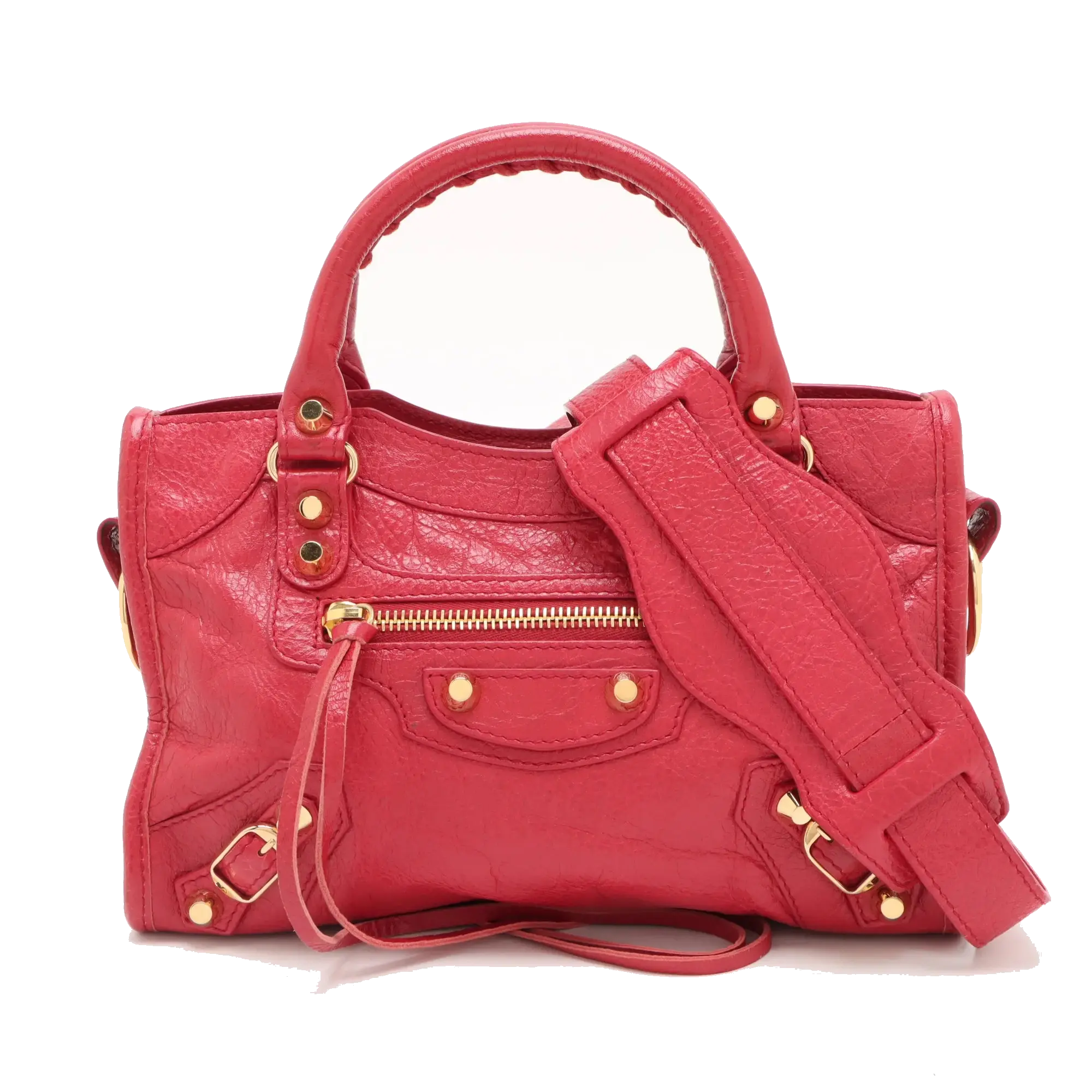Pre-Loved Classic City Handbag Leather Mini with Gold Hardware, Pink