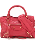 Pre-Loved Classic City Handbag Leather Mini with Gold Hardware, Pink