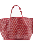 Pre-Loved Saint Louis Tote Chevron Coated Canvas GM with Gold Hardware, Red