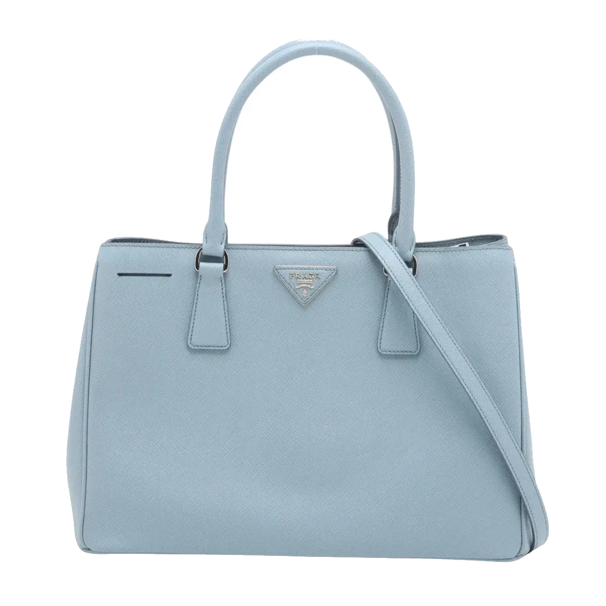 Pre-Loved Galleria Tote Leather Medium with Silver Hardware, Light Blue