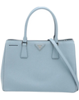 Pre-Loved Galleria Tote Leather Medium with Silver Hardware, Light Blue