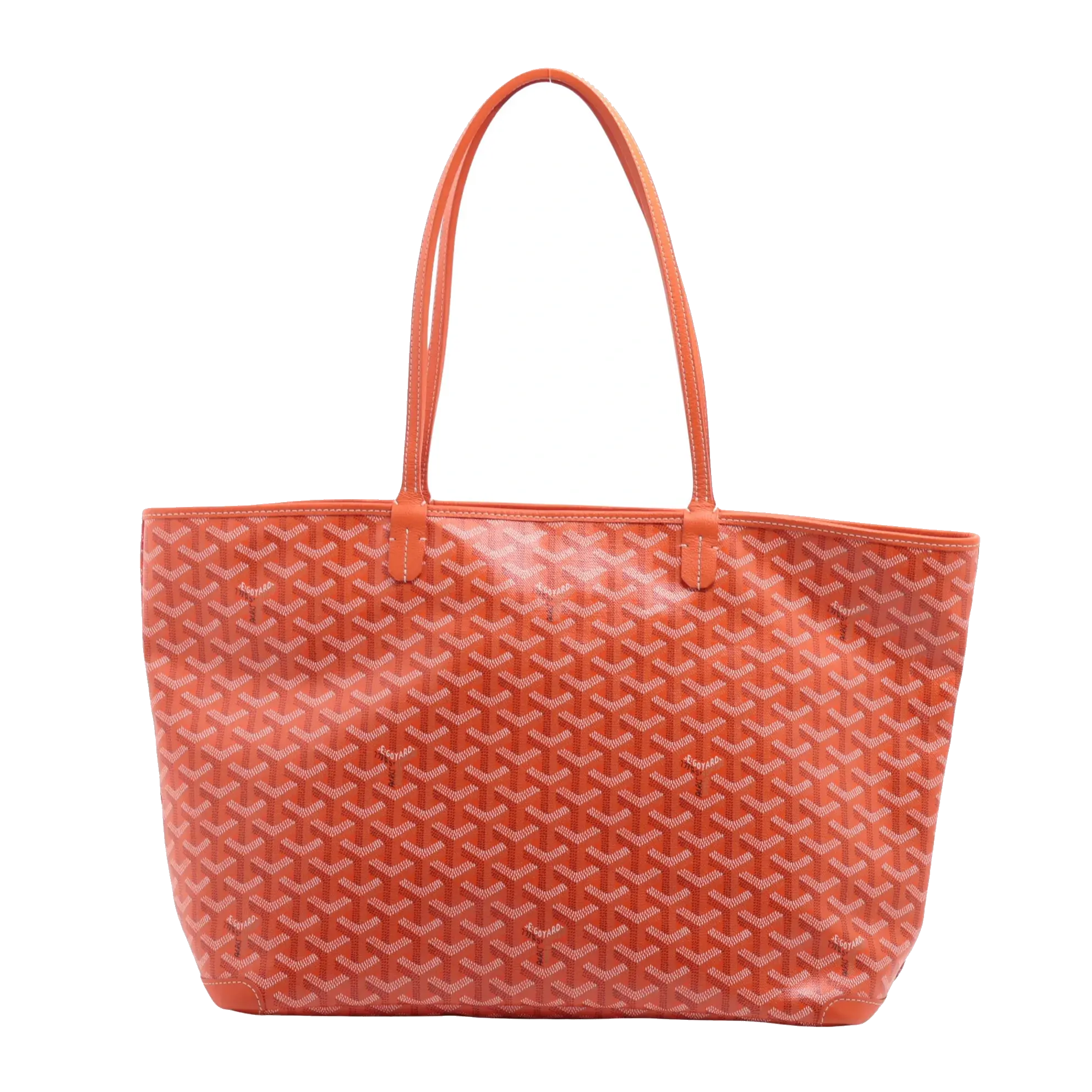 Pre-Loved Artois Tote Goyardine Chevron Coated Canvas PM with Silver Hardware, Orange