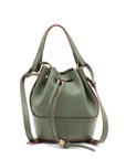 Pre-Loved Balloon Bucket Bag Leather Mini with Gold Hardware, Sage Green