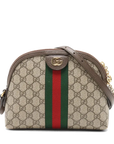Pre-Loved Ophidia Crossbody Bag Monogram Coated Canvas Small with Gold Hardware, Beige/Ebony