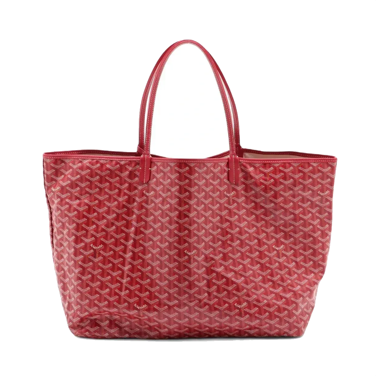 Pre-Loved Saint Louis Tote Goyardine Chevron Coated Canvas GM with Silver Hardware, Red