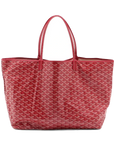 Pre-Loved Saint Louis Tote Goyardine Chevron Coated Canvas GM with Silver Hardware, Red