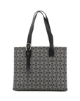 Pre-Loved Cushion Anagram Tote Tote Anagram Canvas Coated with Silver Hardware, Grey and Navy